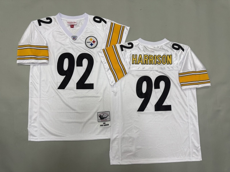 Men 2025 Pittsburgh Steelers #92 Harrison white Throwback Limited NFL Jersey style 001->pittsburgh steelers->NFL Jersey